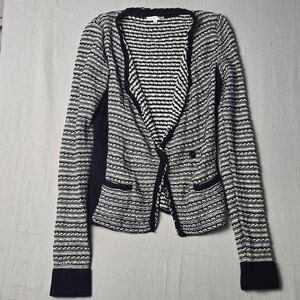 Matty M Women’s XS Striped Cardigan Snap‎ Button Front Pockets Stretchy Knit